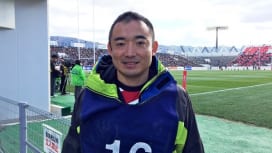 本郷コーチはラグビー担当ディレクター。ジェイ・スポーツの折山典弘さん。