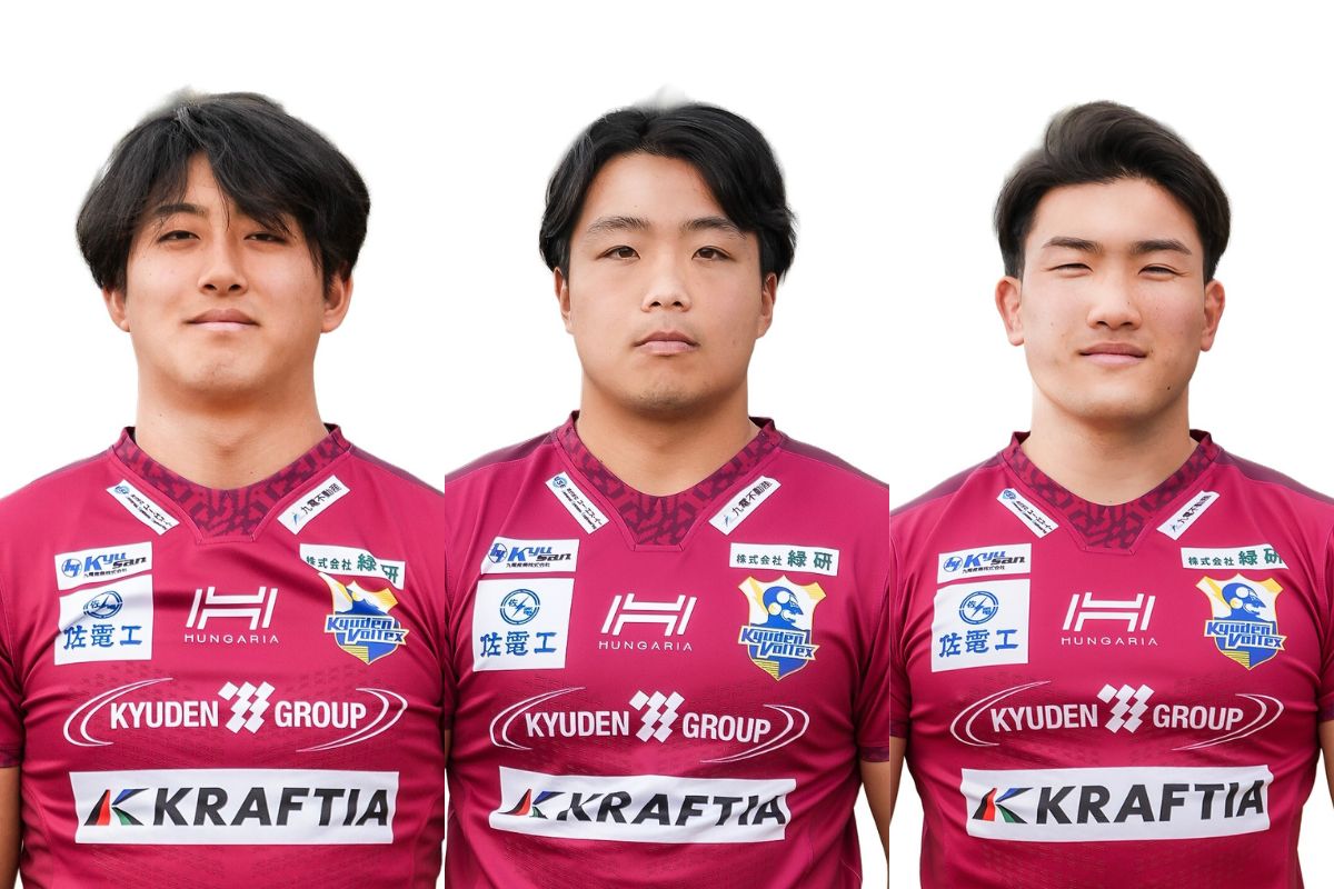 九州電力キューデンヴォルテクスに九州出身のFL茨木颯、FL八尋祥吾、CTB上村拓が新加入。