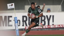 マット・ヴァエガ［三菱重工相模原ダイナボアーズ／WTB］がハットトリック。トライ王に迫る今季13本目