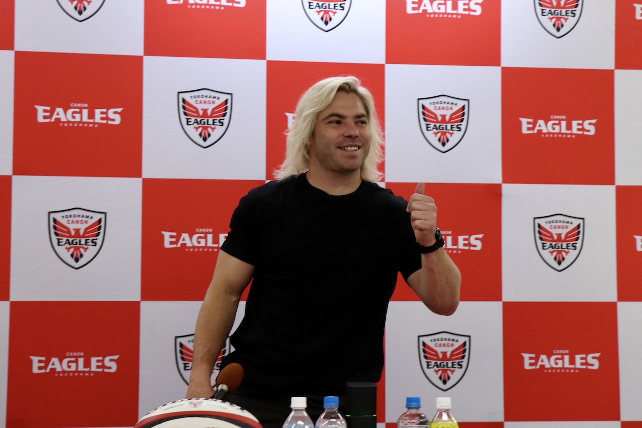ファフ・デクラーク［横浜キヤノンイーグルス／SH］が退団会見。「本当に素晴らしい4年間でした」