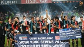 ３年ぶりに香港セブンズを制したＮＺ。ワールドシリーズ４季連続優勝へ前進（撮影：松本かおり…