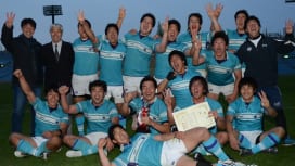 東日本大学セブンズで３連覇を果たした筑波大。決勝は流経大に逆転勝利（撮影：松本かおり）