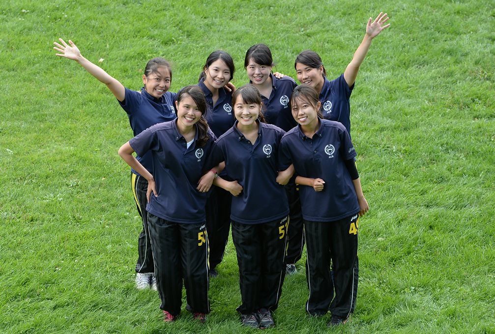 青山学院大学ラグビー部の女子トレーナーとマネージャー（撮影：Hiroaki. UENO）