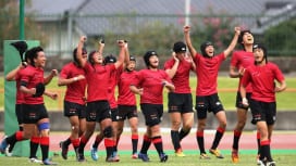 第５回全国中学生ラグビー大会・中学校の部で初優勝した京都市立伏見中学校（撮影：長岡洋幸）