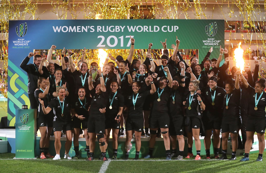 2大会ぶり5回目のW杯優勝を遂げた女子NZ代表、ブラックファーンズ（C）Getty Images