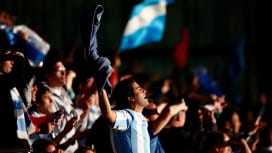 RWC2015。ジョージア戦の快勝劇に喜ぶアルゼンチンのファン（C）Getty Imag…
