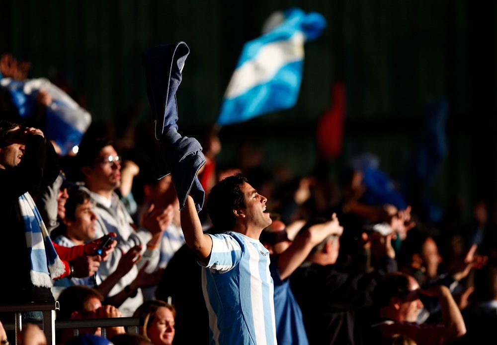 RWC2015。ジョージア戦の快勝劇に喜ぶアルゼンチンのファン（C）Getty Images