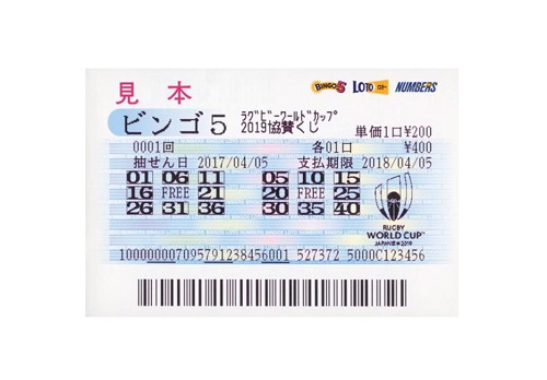 ラグビーワールドカップ2019日本大会 協賛の宝くじ「ビンゴ5」発売へ